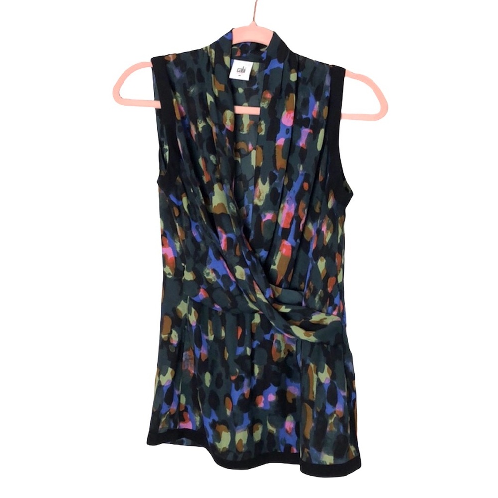 CAbi Flaunt wrap abstract print sleeveless top